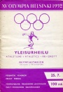 Autografer-Sportmemorabilia Programme Athletics 25.7 XV Olympia Helsinki 1952