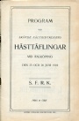 Hästsport-TRAVSPORT Program vid Sköfde Fältridtklubbs Hästtäflingar 1910